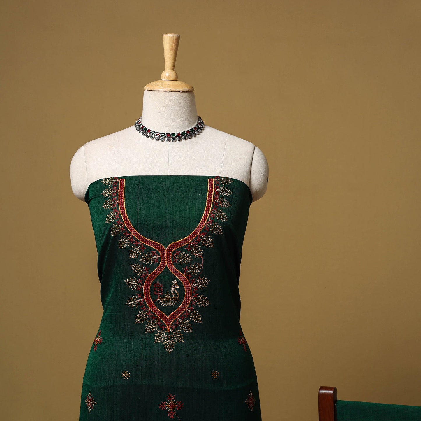 Ilkal kasuti embroidery cotton 3pc unstitched dress