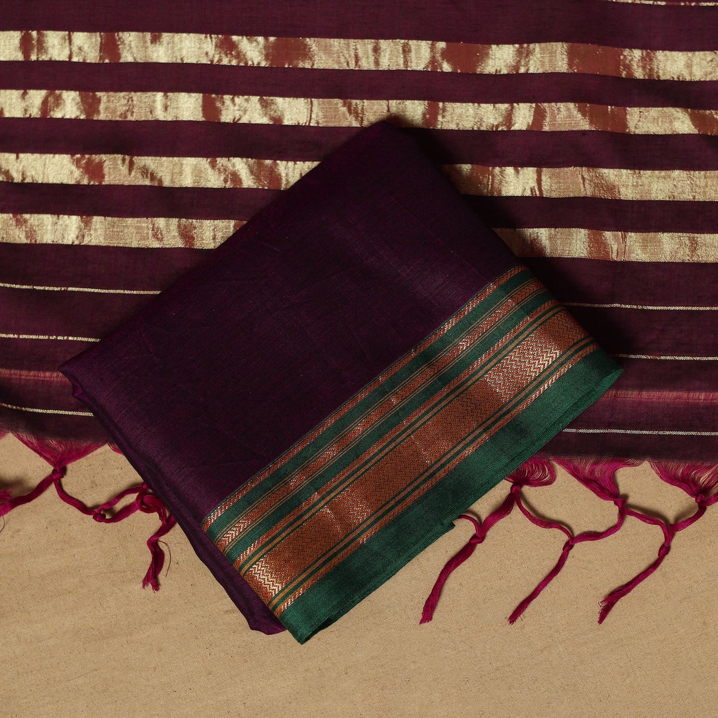 Ilkal kasuti embroidery cotton 3pc unstitched dress