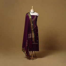 Ilkal kasuti embroidery cotton 3pc unstitched dress