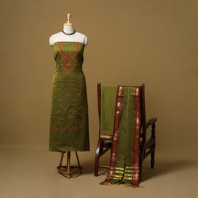 Ilkal kasuti embroidery cotton 3pc unstitched dress