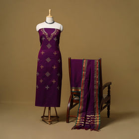 Ilkal kasuti embroidery cotton 3pc unstitched dress