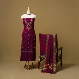 Ilkal kasuti embroidery cotton 3pc unstitched dress