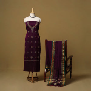 Ilkal kasuti embroidery cotton 3pc unstitched dress