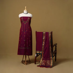 Ilkal kasuti embroidery cotton 3pc unstitched dress