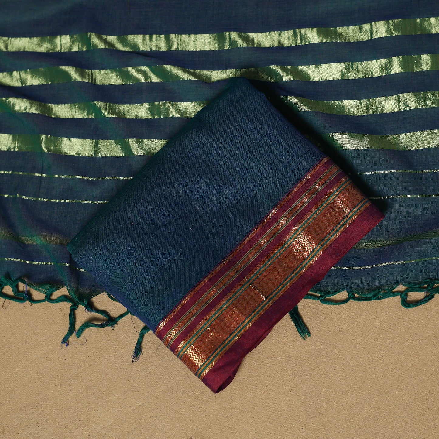 Ilkal kasuti embroidery cotton 3pc unstitched dress