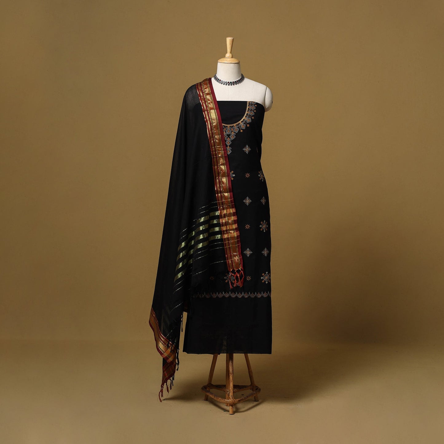 Ilkal kasuti embroidery cotton 3pc unstitched dress