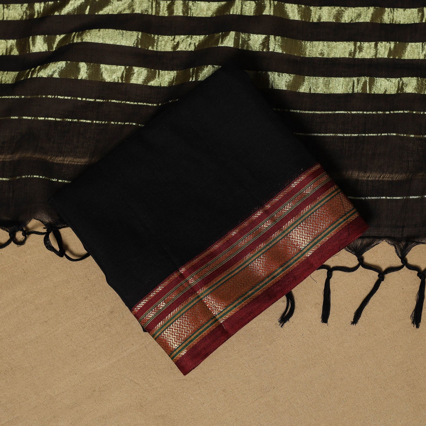 Ilkal kasuti embroidery cotton 3pc unstitched dress