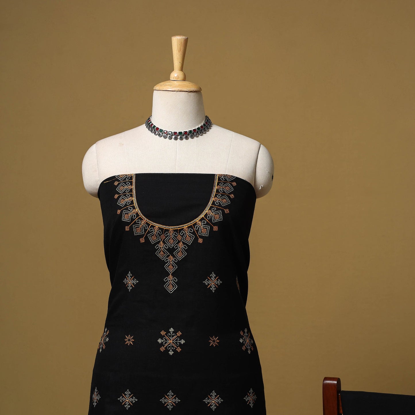 Ilkal kasuti embroidery cotton 3pc unstitched dress