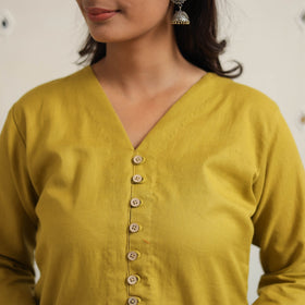 Inaya mustard yellow flex cotton straight plain kurta