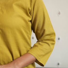 Inaya mustard yellow flex cotton straight plain kurta