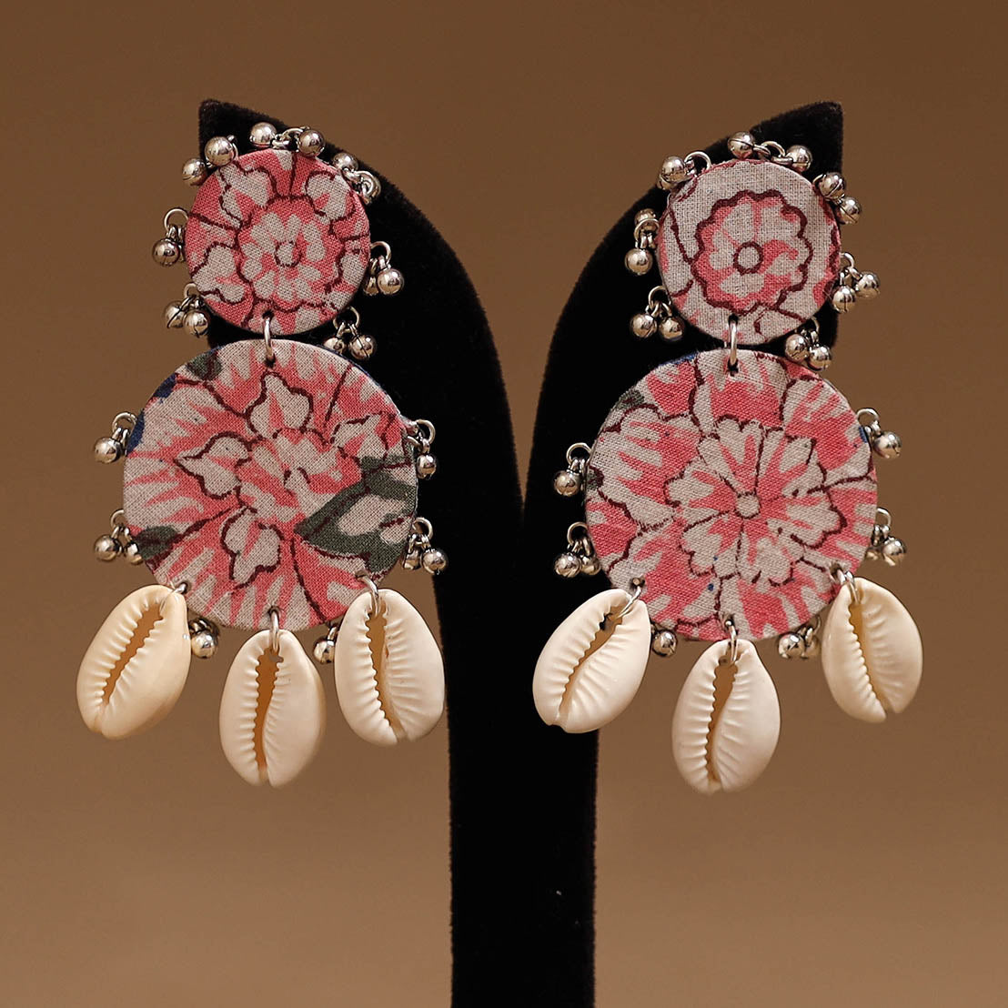 Inayat shell & ghungroo work fabart handmade earrings