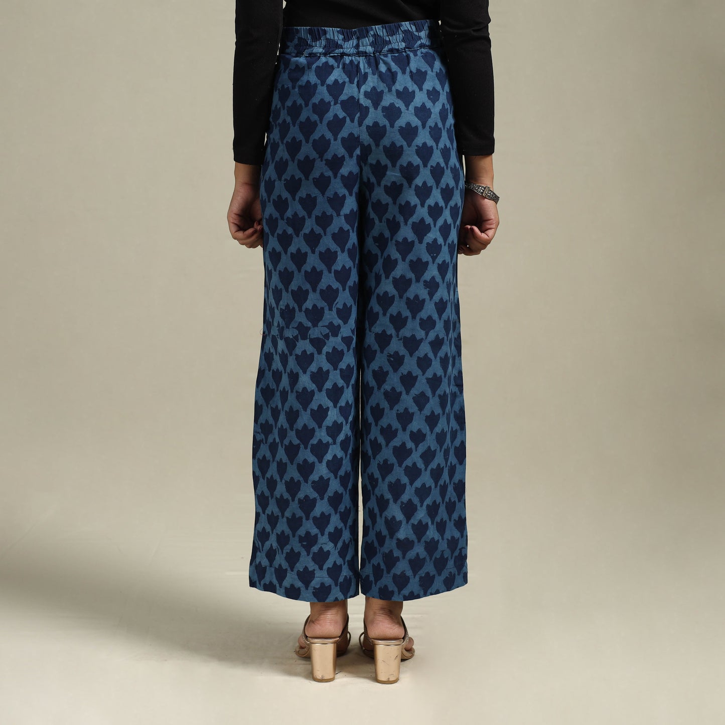 Indigo bagru block print cotton elasticated palazzo 44 - s