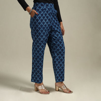 Indigo bagru block print cotton elasticated palazzo 44 - s