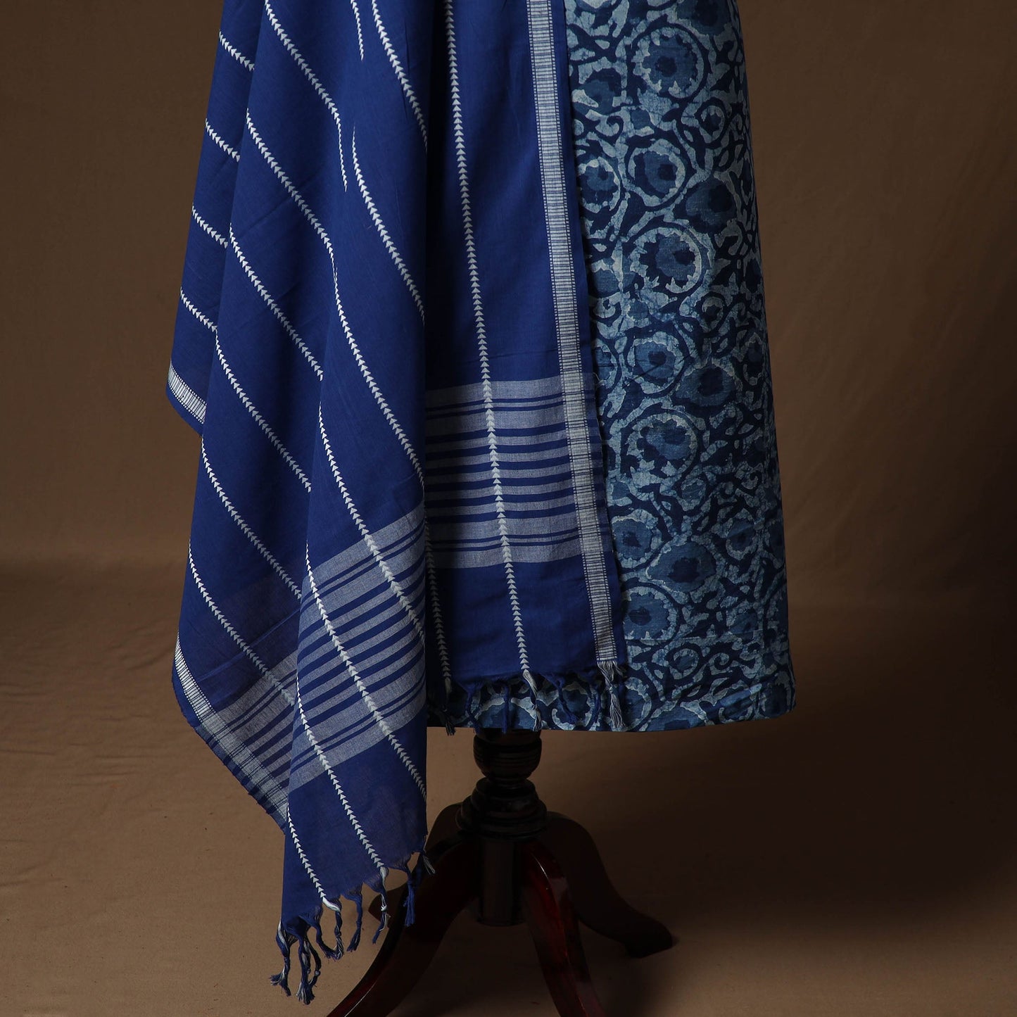 Indigo bagru hand block print cotton 2pc unstitched dress