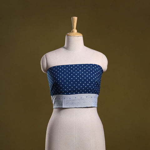 Indigo block print cotton bagru blouse piece 68