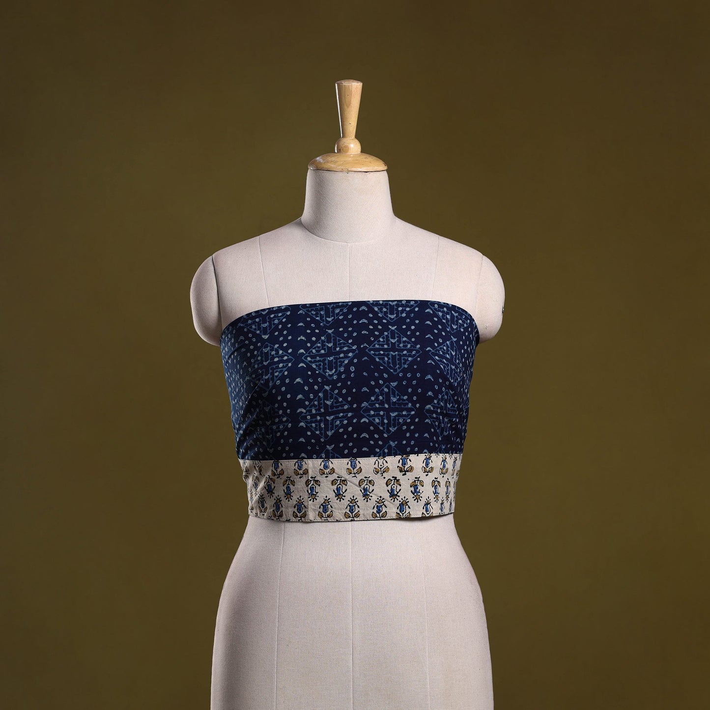 Indigo block print cotton bagru blouse piece 71