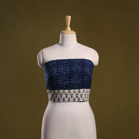 Indigo block print cotton bagru blouse piece 71