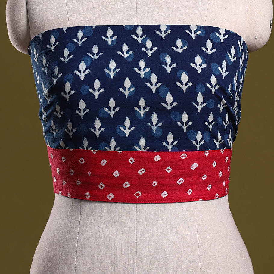 Indigo block print cotton bagru blouse piece 73