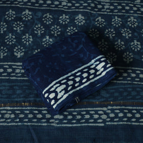 Indigo hand block print bagru cotton 3pc unstitched dress
