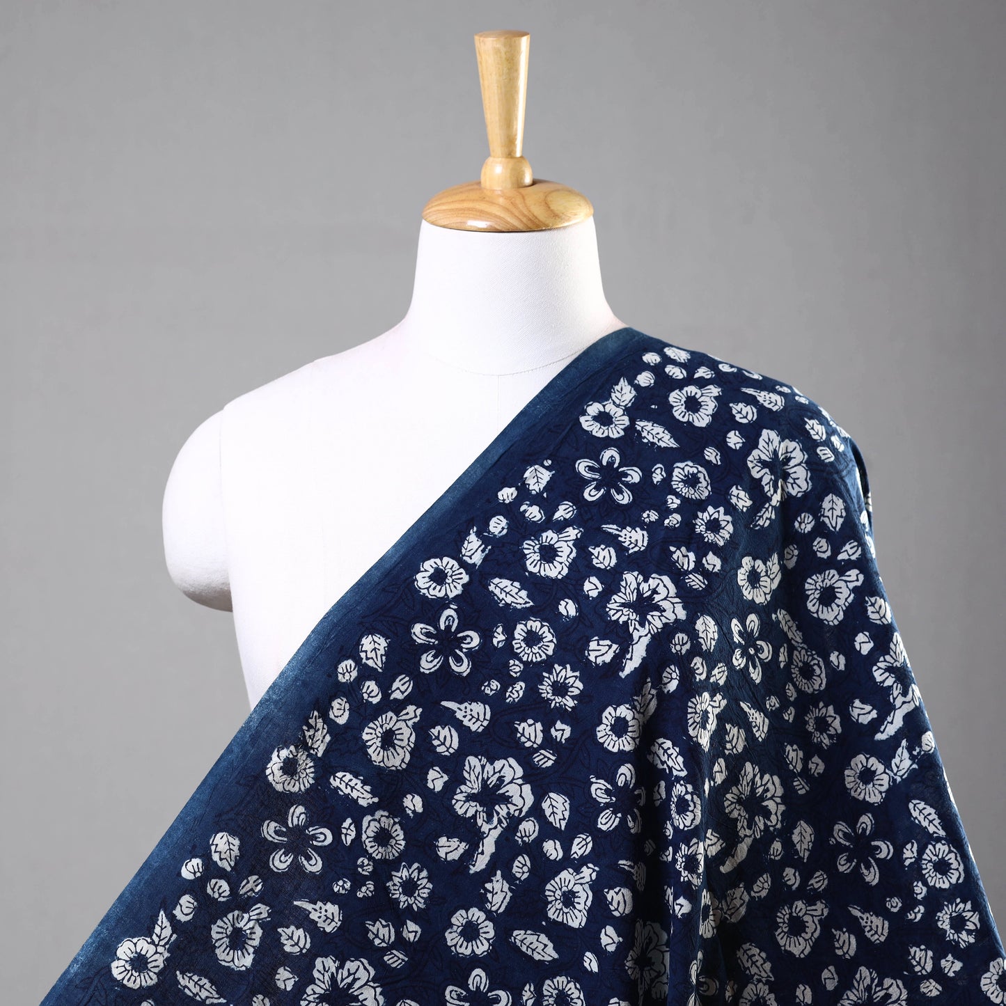 Indigo hand printed cotton fabric - handcrafted