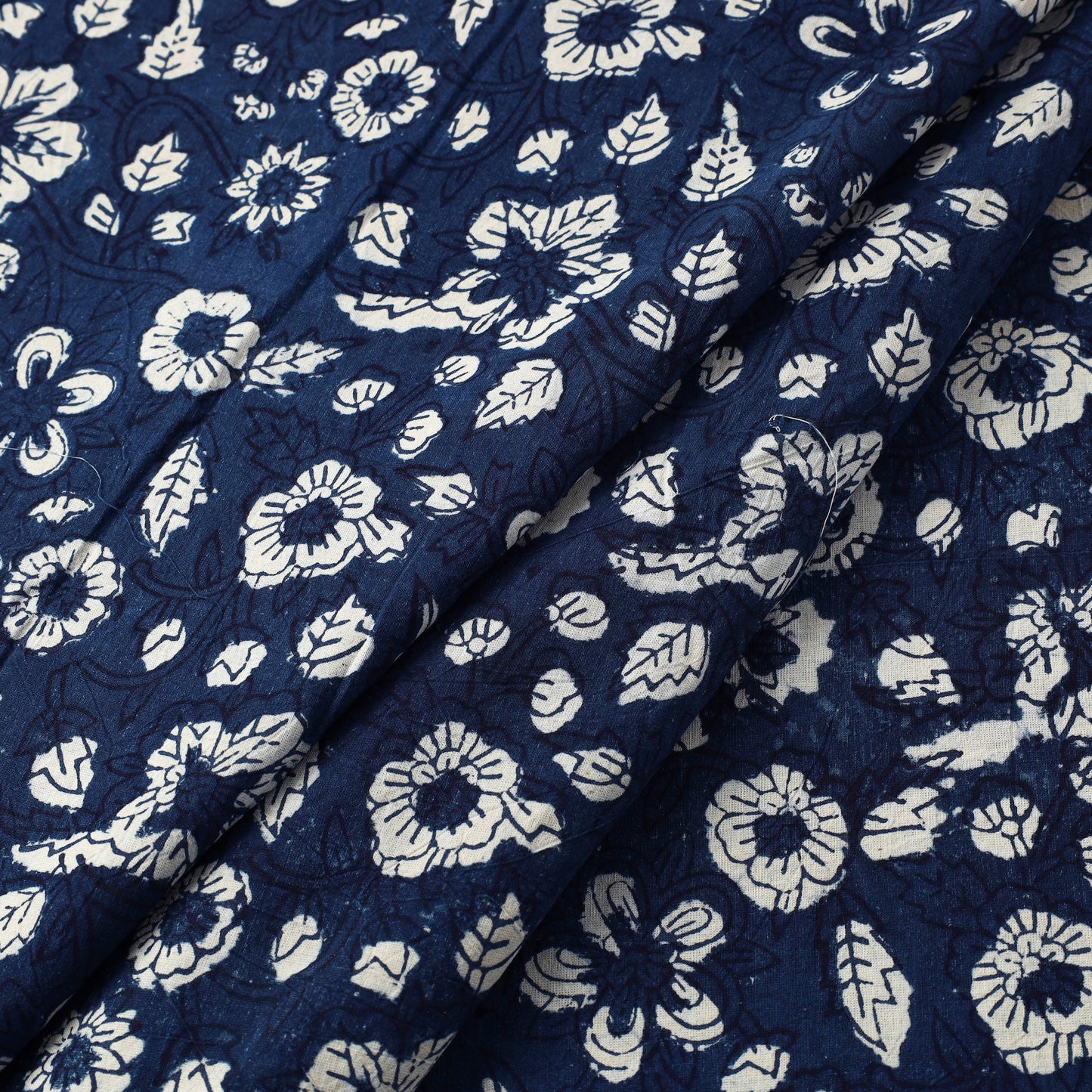 Indigo hand printed cotton fabric - handcrafted