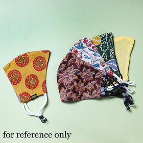  Indigo Block Printed Cotton 3 Layer Snug Fit Face Cover 