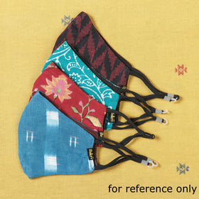  Indigo Block Printed Cotton 3 Layer Snug Fit Face Cover 