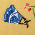  Indigo Block Printed Cotton Snug Fit Face Cover 