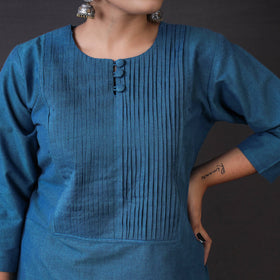 iTokri Casuals - Authentic Aha Vastra Handloom Sea Blue Long Kurta