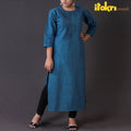 iTokri Casuals - Authentic Aha Vastra Handloom Sea Blue Long Kurta