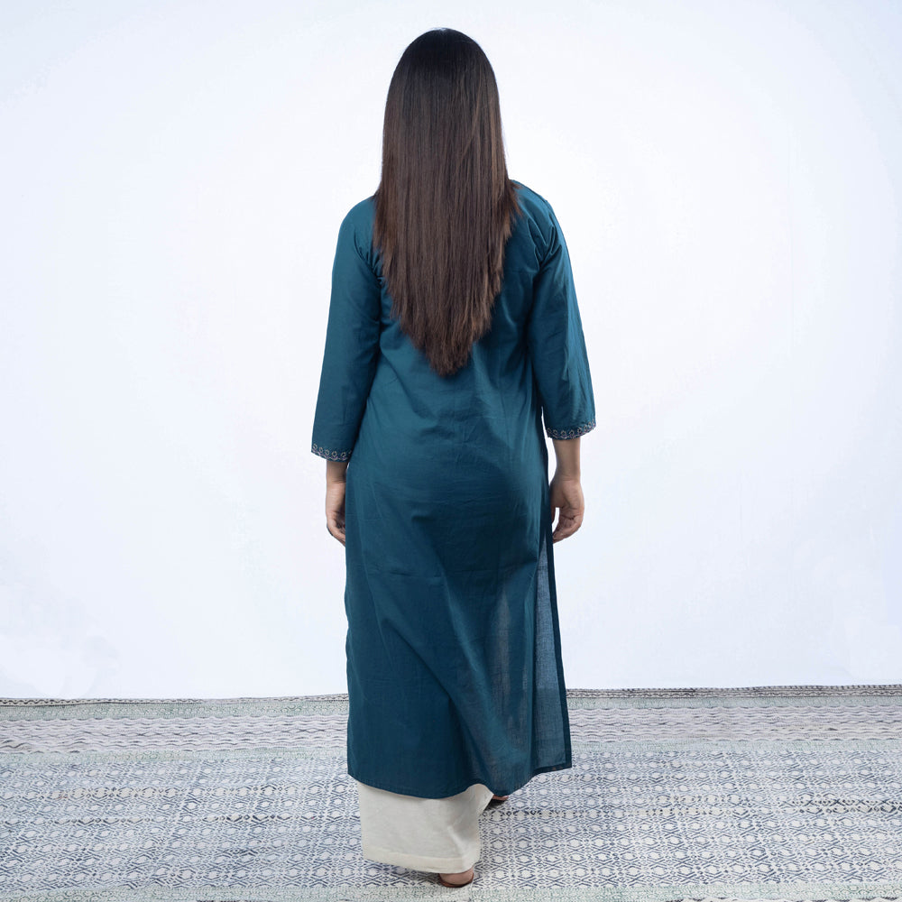  iTokri Casuals - Hand Embroidered Cotton Long Kurta 