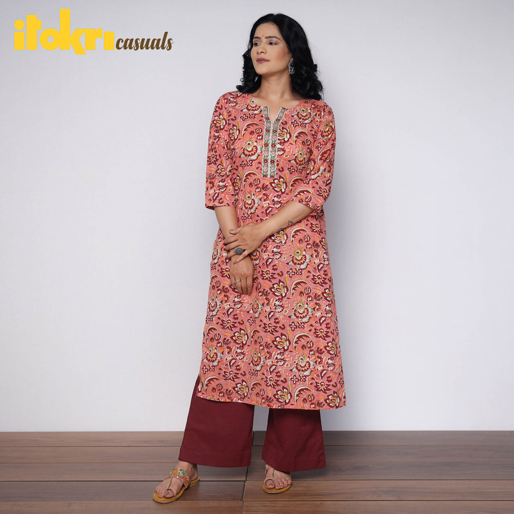 Sanganeri Printed Cotton Kurta with Palazzo Set