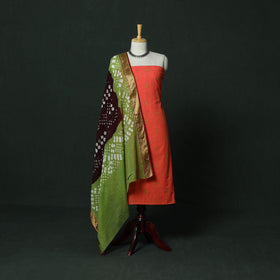 Jacquard cotton 2pc unstitched dress material with earrings
