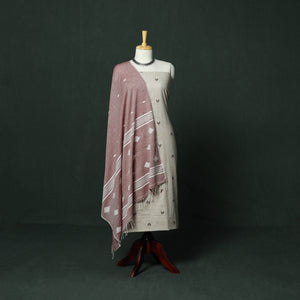 Jacquard cotton 2pc unstitched dress material with earrings