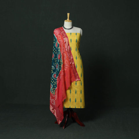 Jacquard cotton 2pc unstitched dress material with earrings