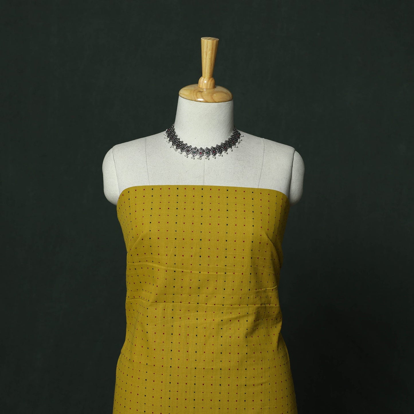 Jacquard cotton 2pc unstitched dress material with earrings