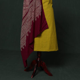 Jacquard cotton 2pc unstitched dress material with earrings