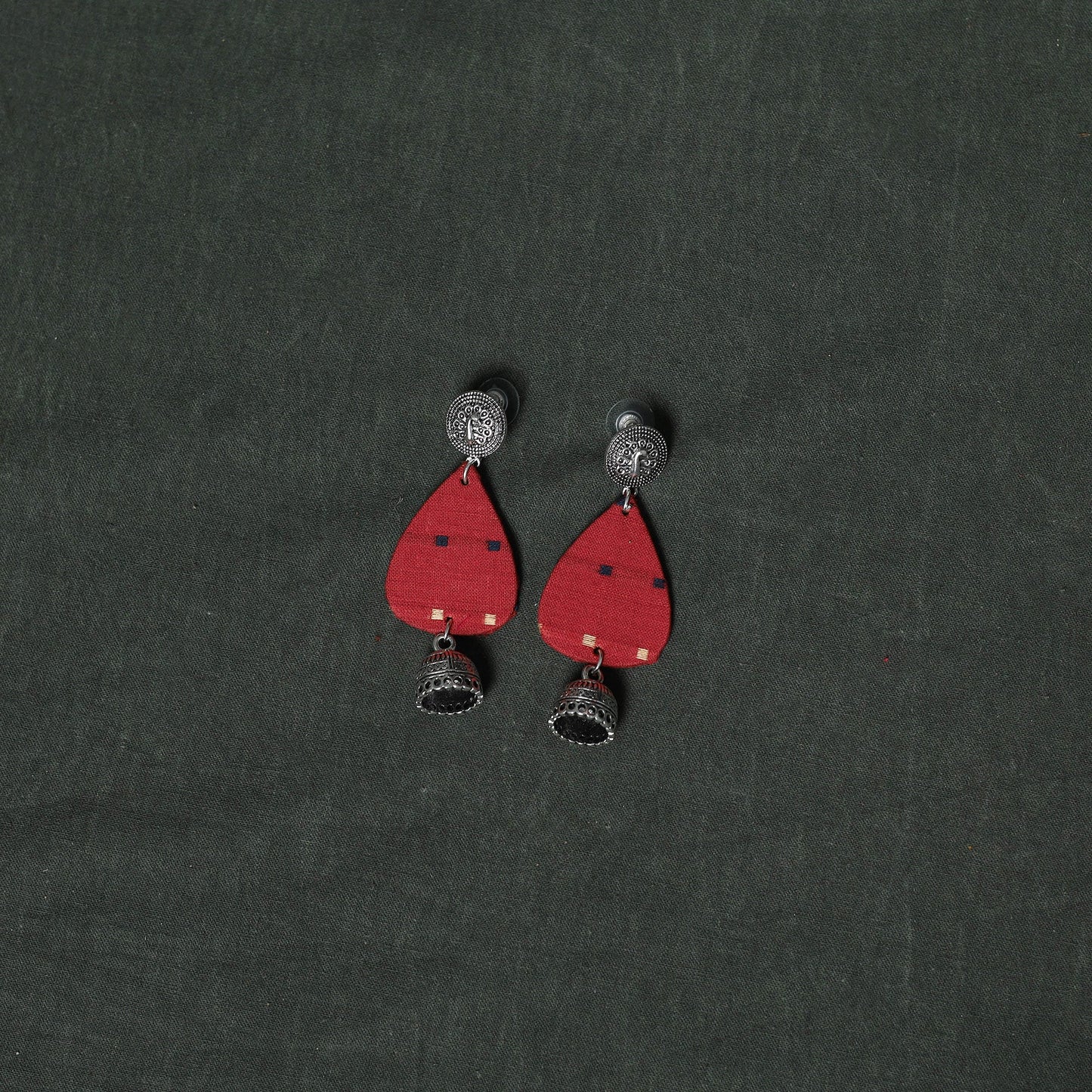 Jacquard cotton 2pc unstitched dress material with earrings