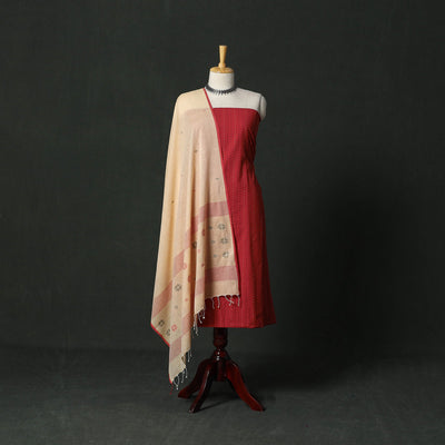 Jacquard cotton 2pc unstitched dress material with earrings