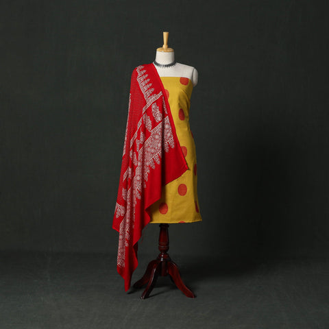 Jacquard cotton 2pc unstitched dress material with earrings