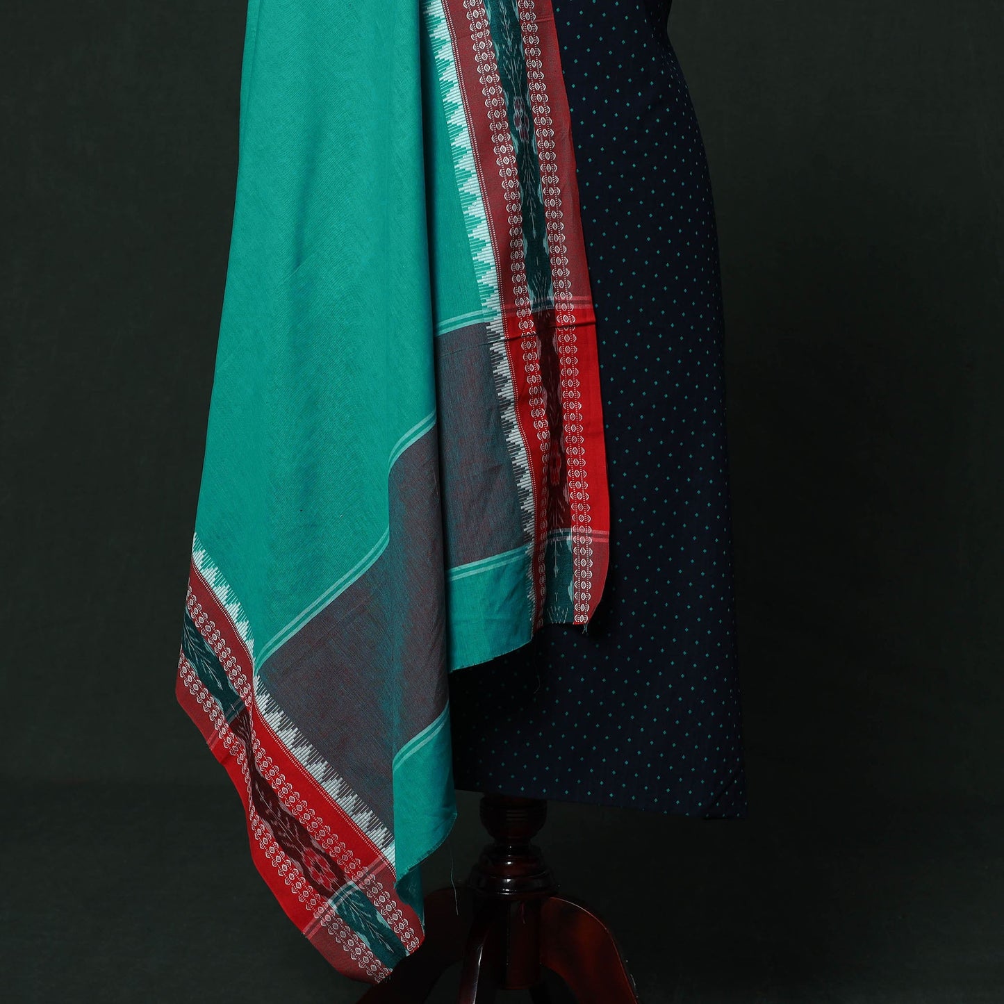 Jacquard cotton 2pc unstitched dress material with earrings