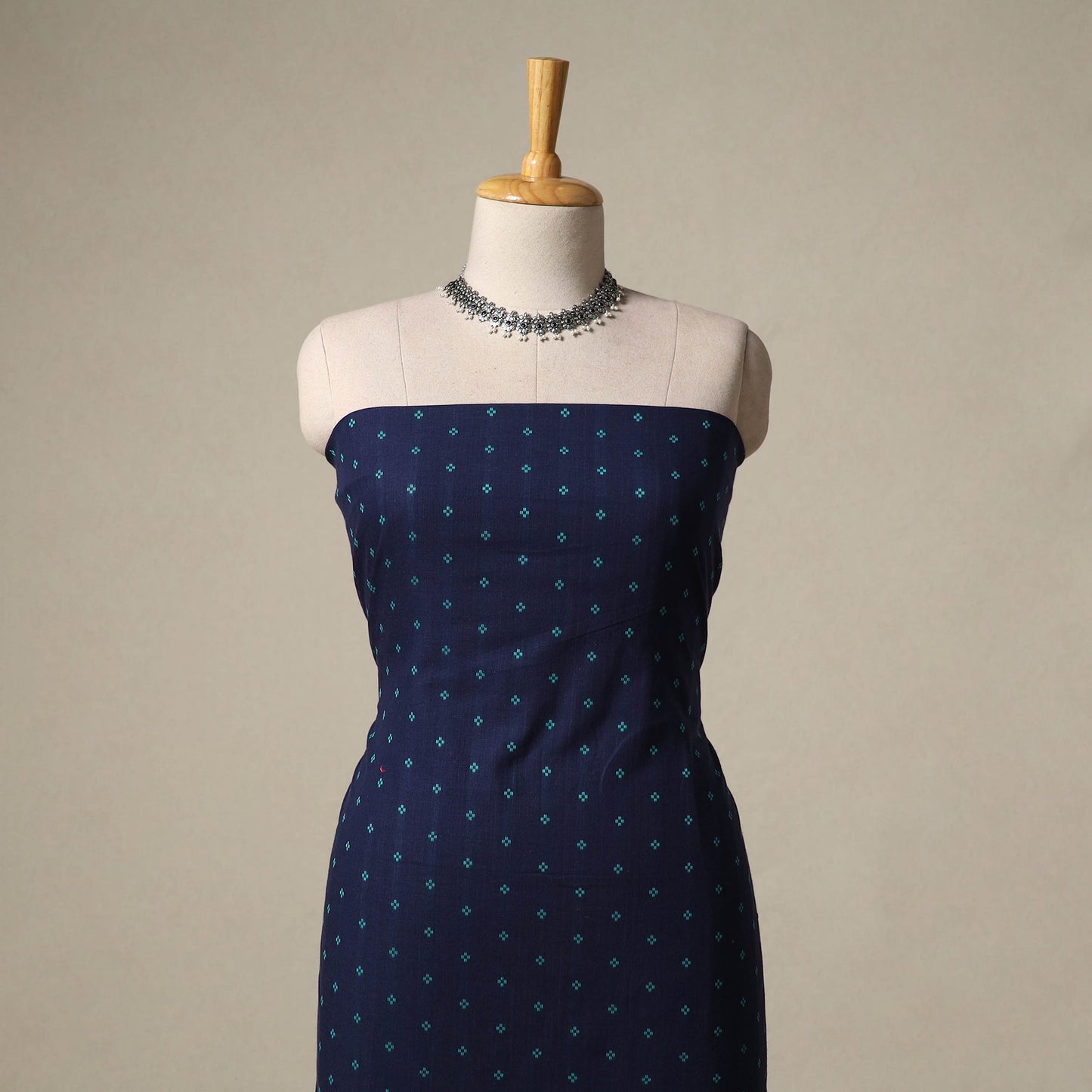 Jacquard cotton 2pc unstitched dress material with earrings