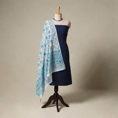 Jacquard cotton 2pc unstitched dress material with earrings