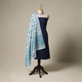 Jacquard cotton 2pc unstitched dress material with earrings