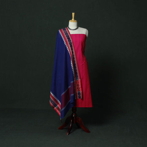 Jacquard cotton 2pc unstitched dress material with earrings