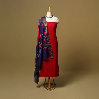 Jacquard cotton 2pc unstitched dress material with earrings