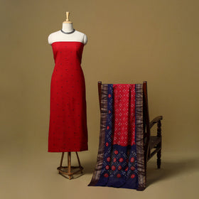 Jacquard cotton 2pc unstitched dress material with earrings
