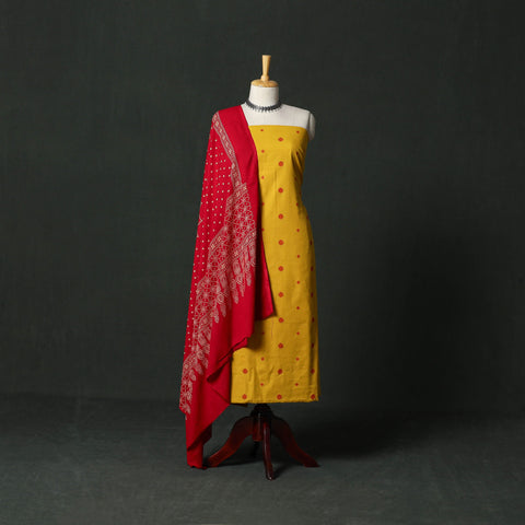 Jacquard cotton 2pc unstitched dress material with earrings