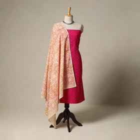 Jacquard cotton 2pc unstitched dress material with earrings