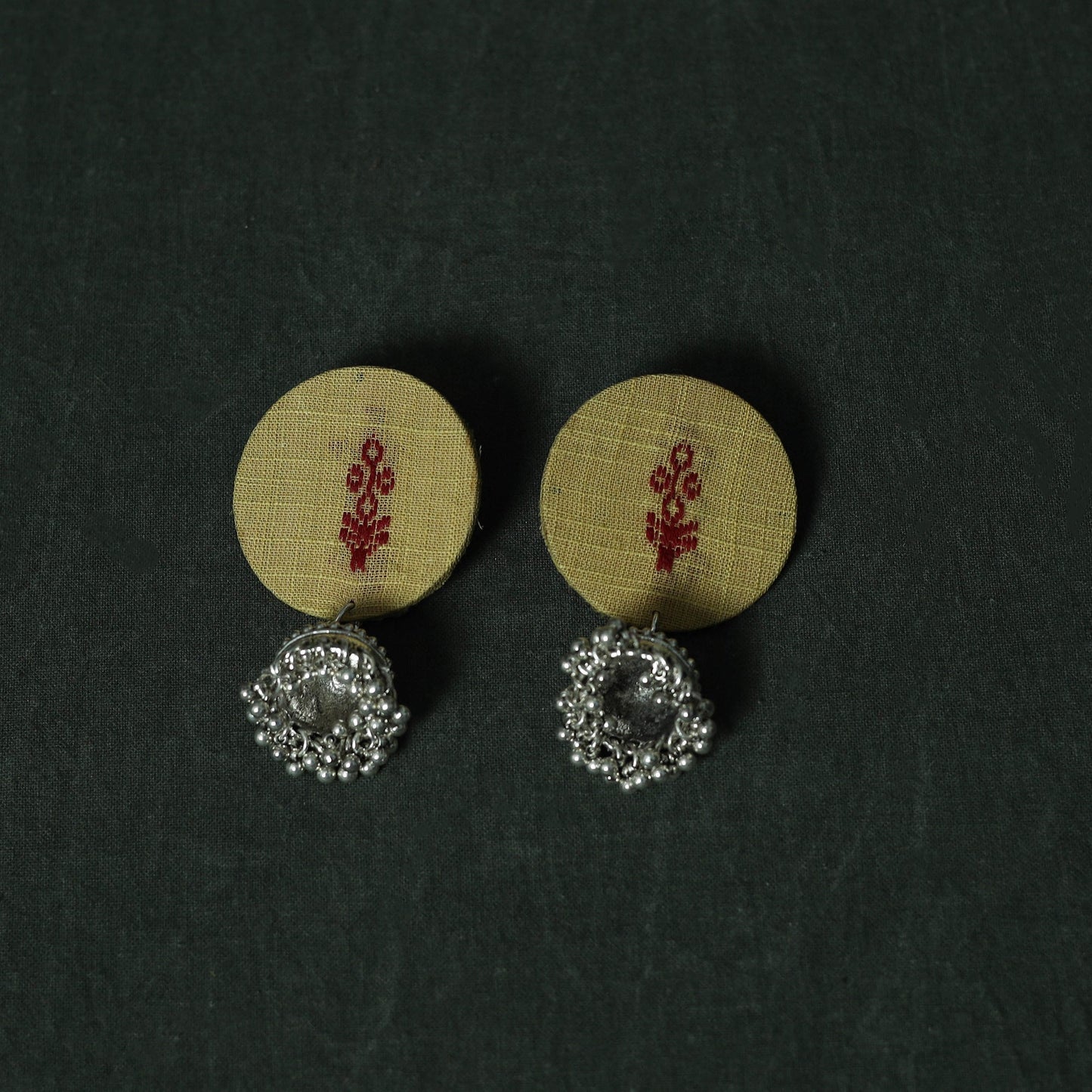 Jacquard cotton 2pc unstitched dress material with earrings